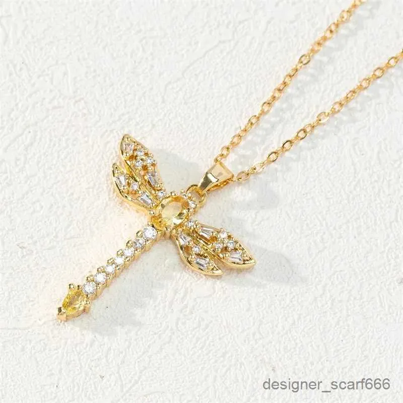 Pendant Necklaces Fashionable Classic Micro Jewelry Cute Dragonfly Necklace Innovative and Personalized Stainless Steel Versatile Clavicle Chain