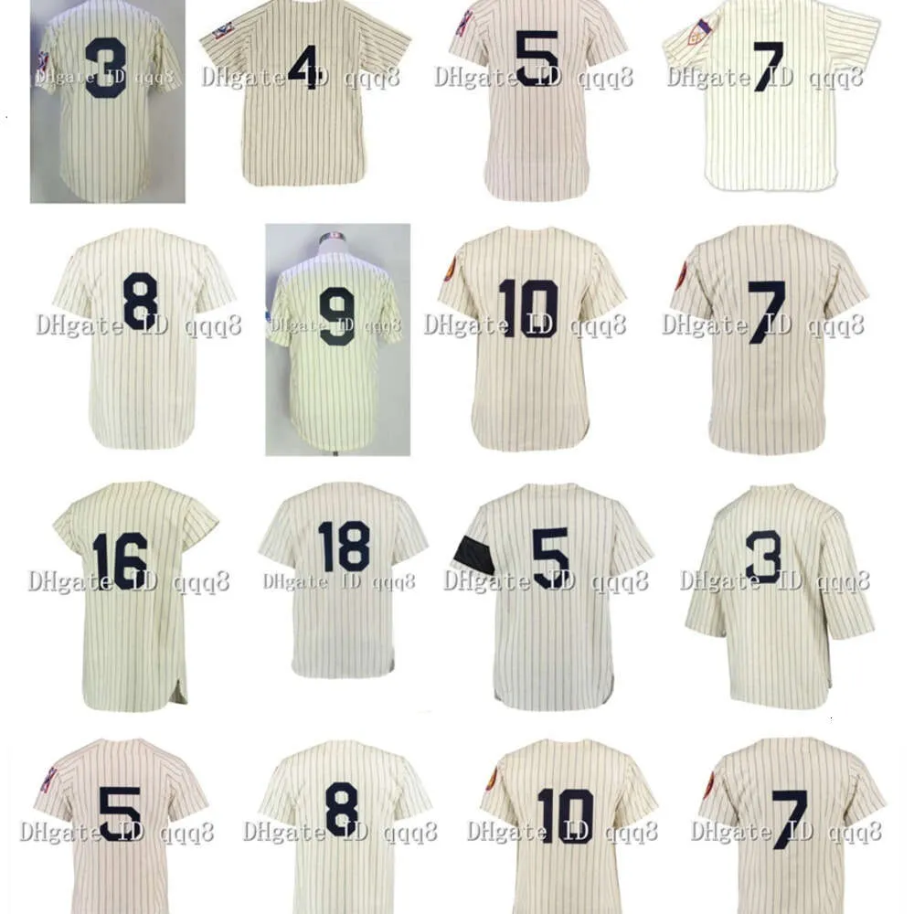 Kob Vintage Baseball Jersey Babe Ruth Mantle Joe Dimaggio Lou Gehrig 8 Yogi Berra 16 Whitey Ford Thurman Munson Don Larsen Phil Rizzuto Retro