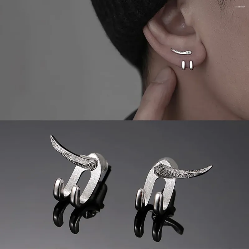 Boucles d'oreilles Couleur en argent Couleur courbe pour femmes hommes punk hip-hop rock simple détachable cool chic couple de mode de mode de mode