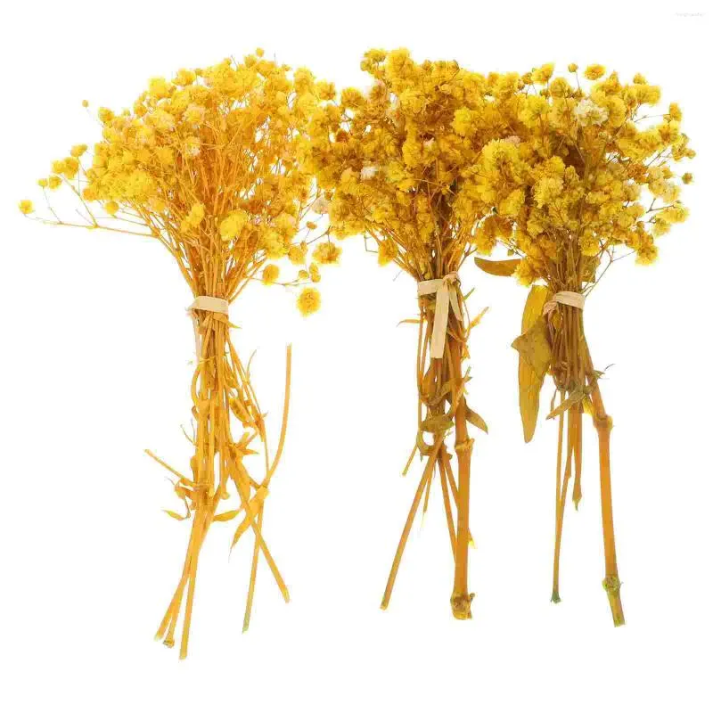 Decoratieve bloemen 3 bundels gedroogde gypsophila -boeketten Bunches Decors