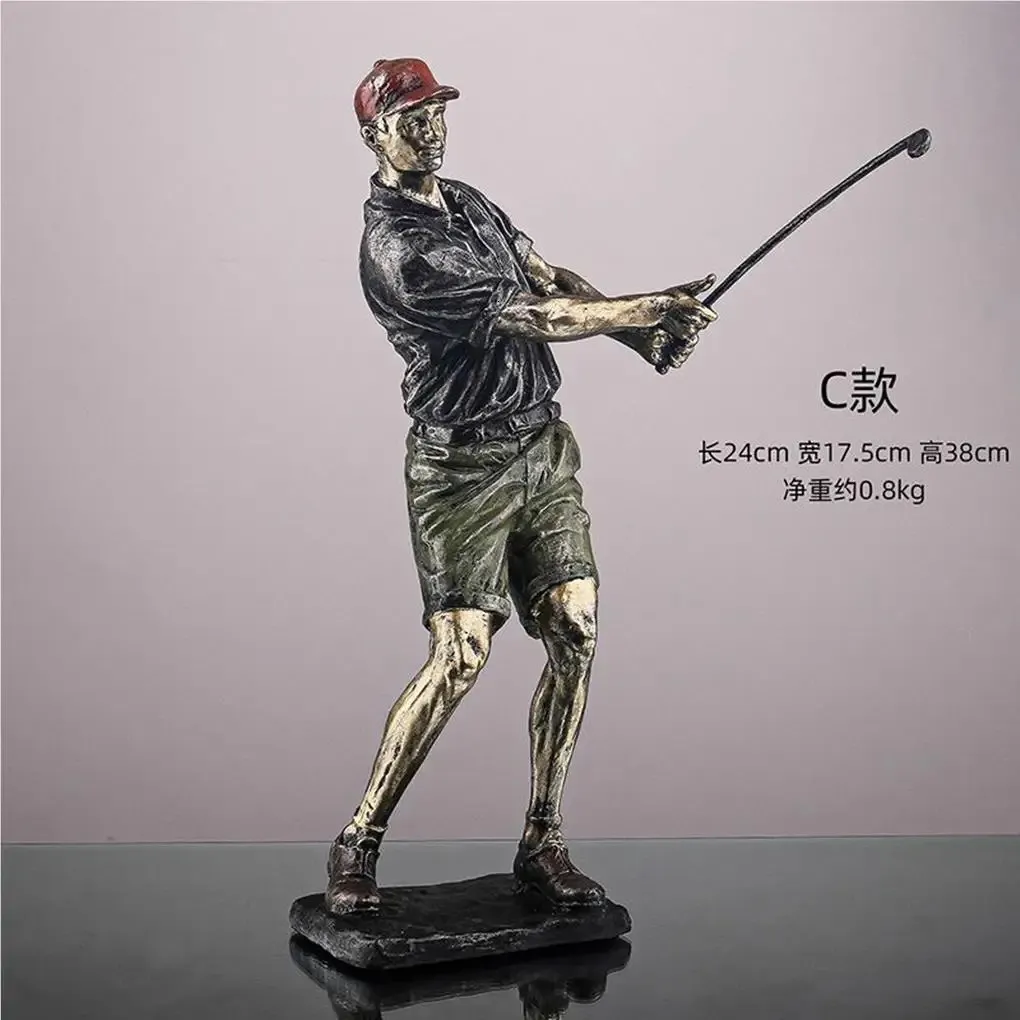 Golf Figure Statue Resin Vintage Golfer Figurines Home Office