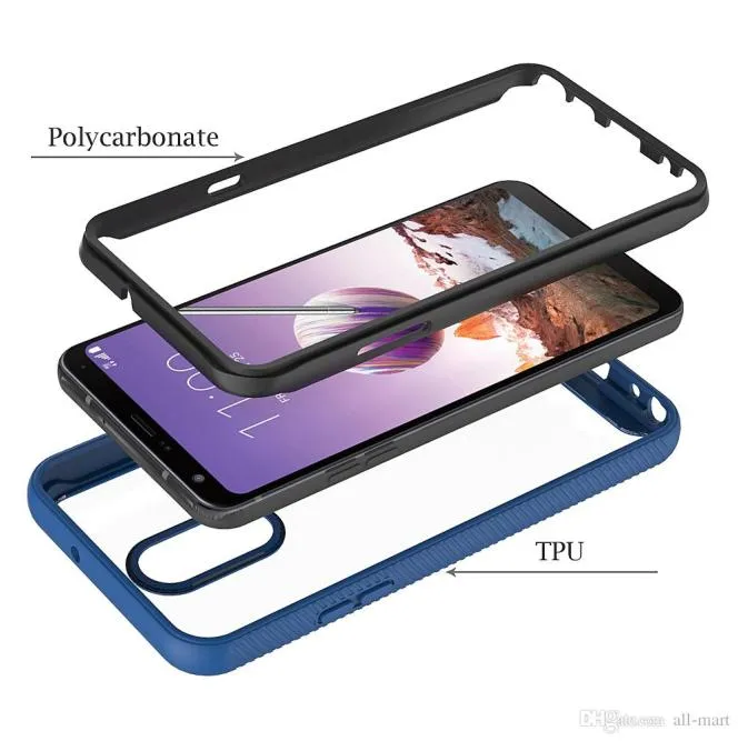 Custodia per paraurti TPU PC trasparente ibrido per LG Stylo6 A21 A21S A01 ARISTO5 K51 K31 MOTO E7 G8 Guscio duro protettivo di potenza pesante Clear17770125