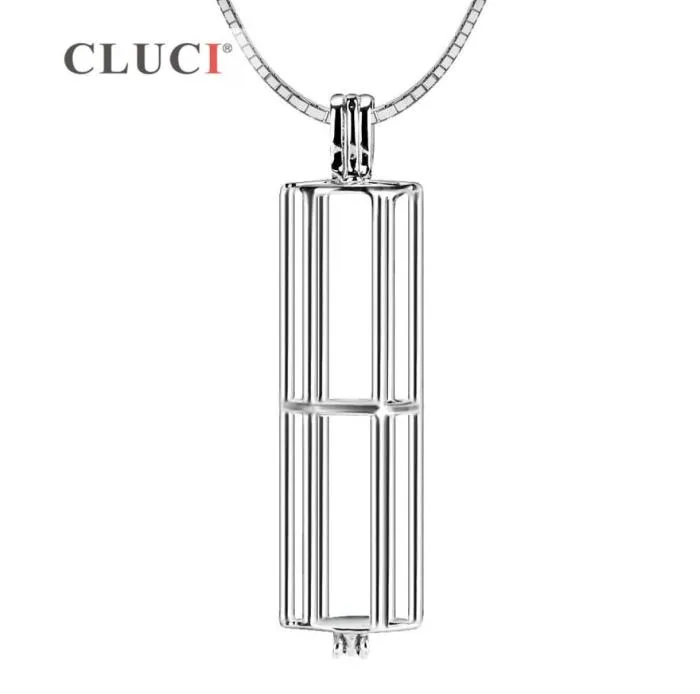 Circo del cilindro Cluci Monting 925 Sterling Silver Tubola collane perlato Cage Ciondolo per contenere i gioielli di minimalismo delle perle per OL S1811180859