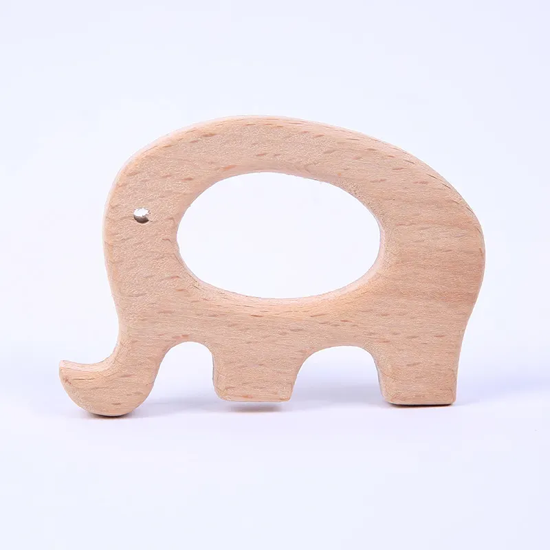 Infant Wooden Teether Toy Natural Wood Teething Accessories Multi Animal Shape Baby Pacifier Chain Pendant Chewable Nursing Toys