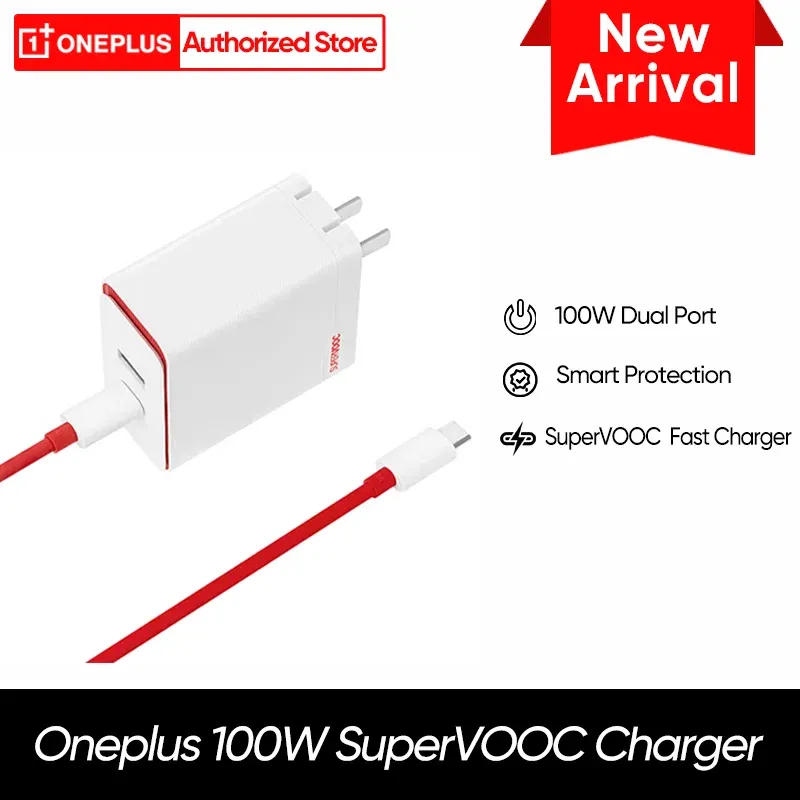 Chargers Oneplus 100W Dual Port SuperVOOC Charger USB A USB C Type Fast Charger 45W Ourput 10A Type C Cable For Oneplus 11 10 Pro Ace 2