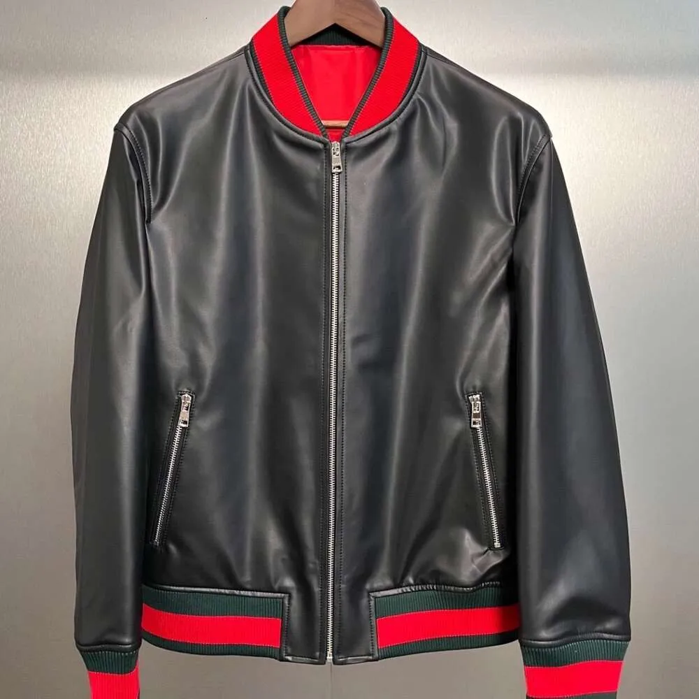 Designer Jacket Special Offer Men's Fur Baseball Collar Spring and Autumn Sheep Genuine Jacket, Short Casual Leather Jacket