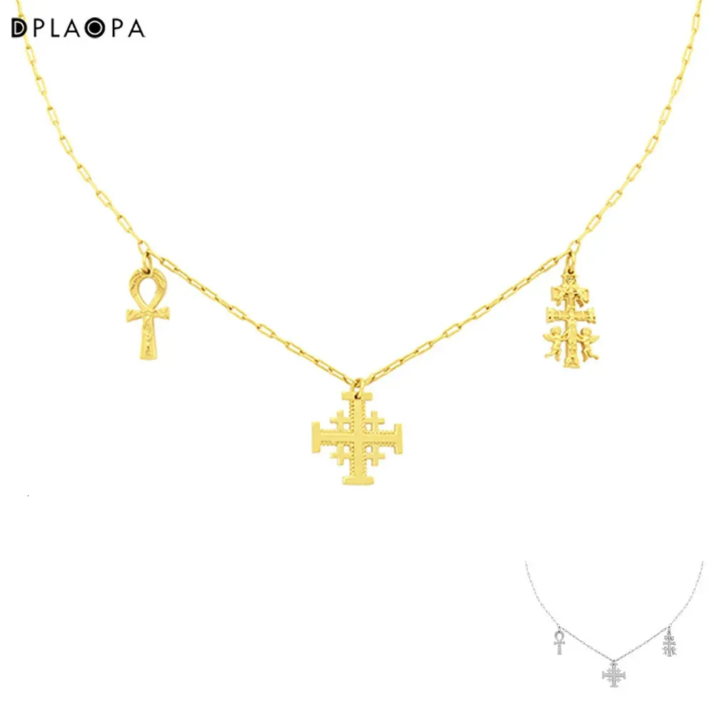 DPLAOPA 925 Sterling Silver Gold Plated Silver SACRED NECKLACE Long Chain Special Luxury Jewelry Wedding Crystal Jewels 240412