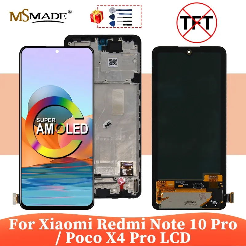 Ekrany Super AMOLED dla Xiaomi Redmi Note 10 Pro LCD ekran wyświetlacza dla Xiaomi POCO X4 Pro LCD M2101K6G 2201116pg Wyświetlacz Wymień części