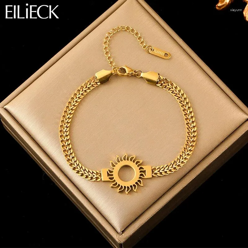 Charm Bracelets Eilieck 316L Edelstahl Vintage Sonnenarmband für Frauen Girl Fashion Party Gold Farbe wasserdichtes Handgelenk Ketten Schmuck Schmuck