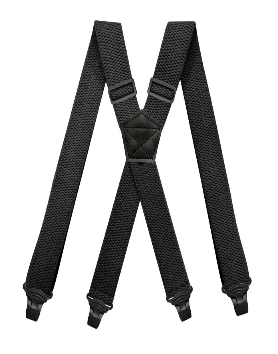 Spegnatori di lavori pesanti per uomini larghi 38 cm xback con 4 panelli per pantaloni elastici regolabili a 4 clipper di plastica Brazzini Braccialetta Bracesblack3425814