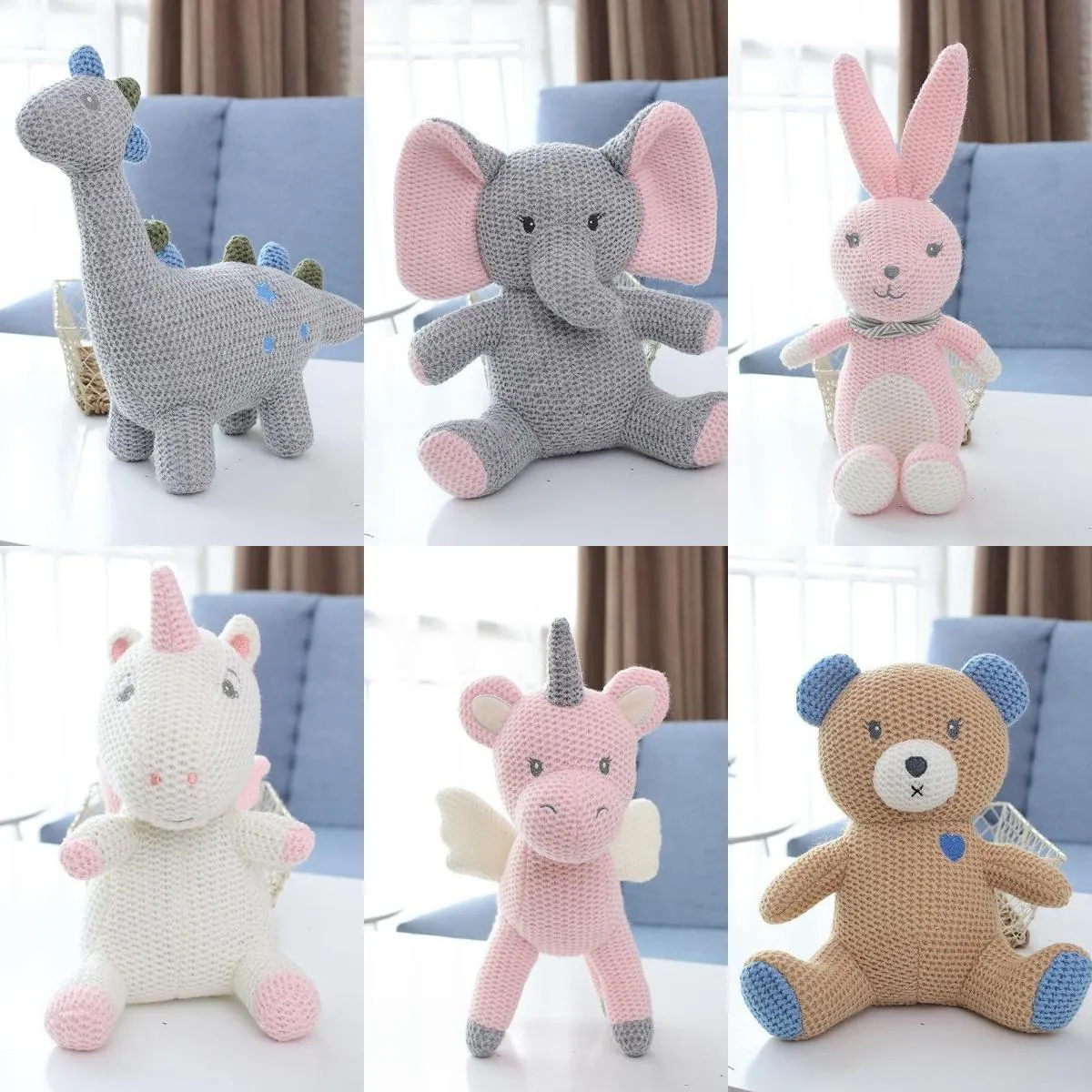 Creatief, comfortabel, zacht gebreide wollen speelgoed konijn Unicorn Doll Plush Toy Comfort Doll Children's Gift