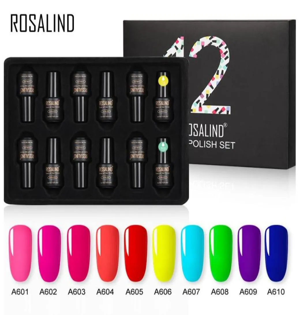 12pcslot rosalind gel nagellackuppsättning för naglar 7 ml UV Pure Colors set semi permanent naglar konst för manikyruppsättning gel lack3116828