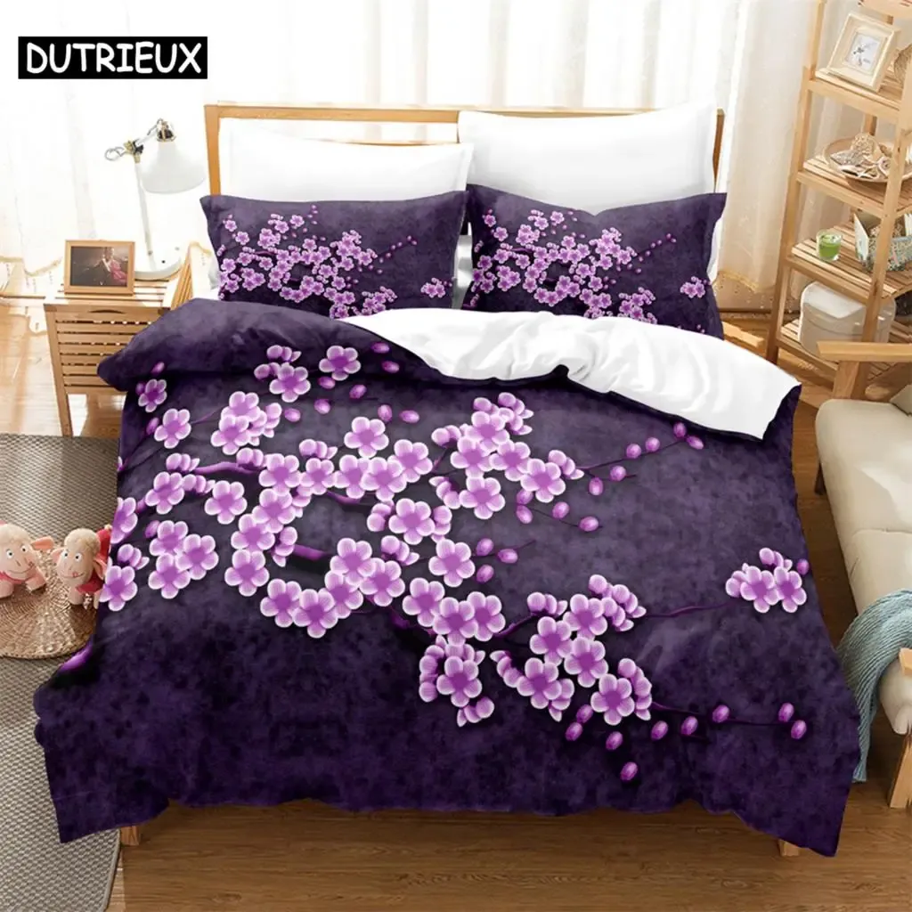 Zestawy 3PCS Purple Flower Bedding