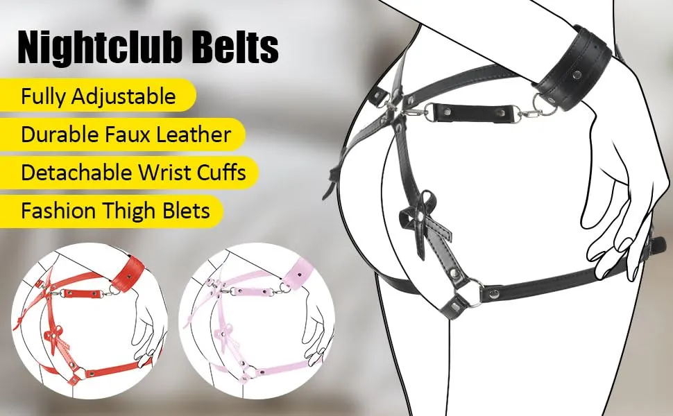 sex SM kit restraints set sex straps Leather body chain punk waist belt leg ring wrists cuffs