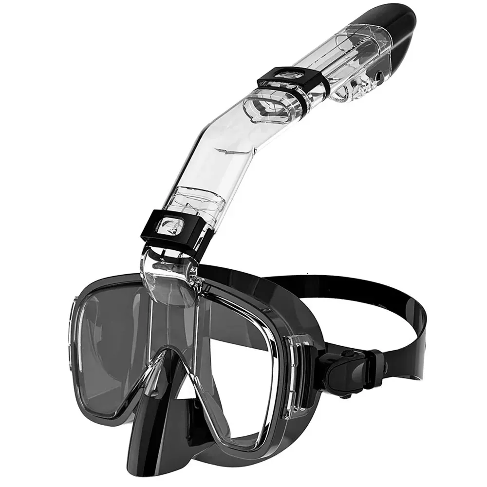 Máscaras de mergulho máscara de snorkel dobrável Anti-Fog Conjunto com sistema completo de tampa seca para engrenagem de snorkel de natação gratuita Adultos para adultos 240409