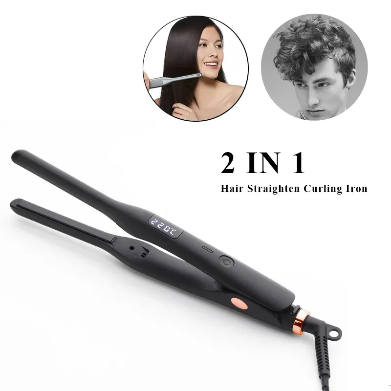 ストレートナー2 in 1ヘアストレートナーとカーラーミニフラットアイアンストレートリングスタイリングツール