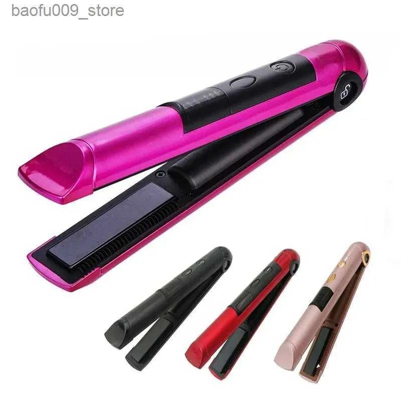 Curling Irons USB charging professional curly iron 2-in-1 twisted portable straightener and curler flat hair styling tool Q240425