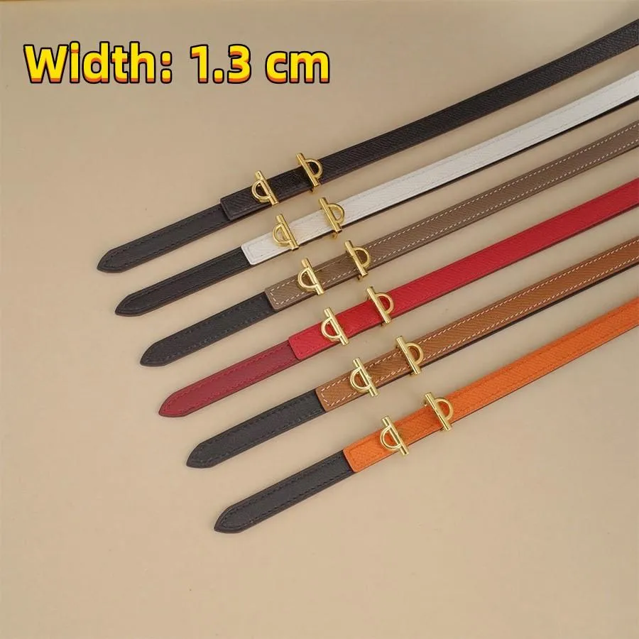 Designer Narrow Belts Genuine Leather for Women Men Casual Belt Width 1.3 CM Daily Accessories 6 Colors