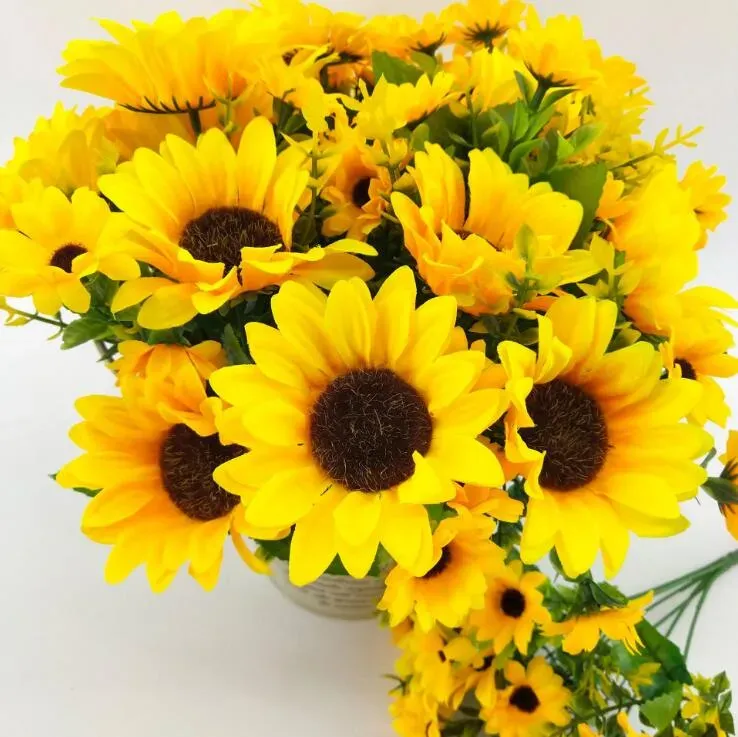 Artificial flowers sunflowers silk sun flower silk flowers home decoration table flowers DIY Wedding Decorations