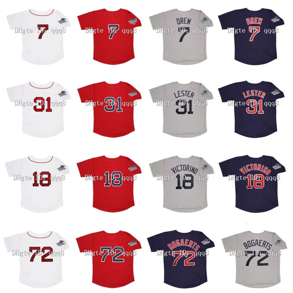 KOB 2013 Retro 72 Xander Bogaerts Jersey 7 Stephen Drew 31 Jon Lester 18 Shane Victorino Blue Red White Grey Vintage Baseball Jerseys