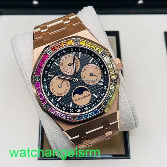 AP Crystal Wrist Watch Royal Oak Series 26614or Rainbow Plate Calendar Watch Mens Automatic Mechanical Limited Watch