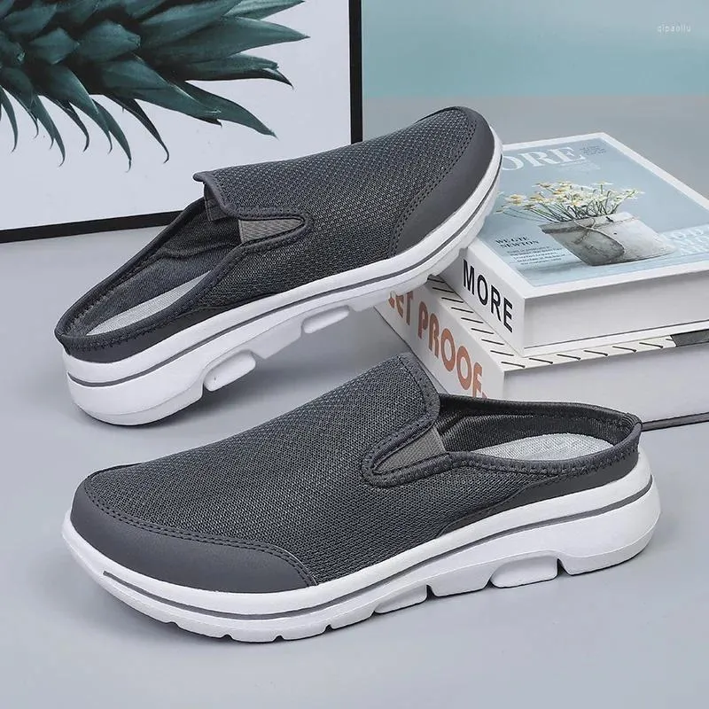 Casual Shoes Summer Mesh Slippers Men Mules Comfort Slip-On Par Sneakers Outdoor Light Weight Half Fashion Large Size 48