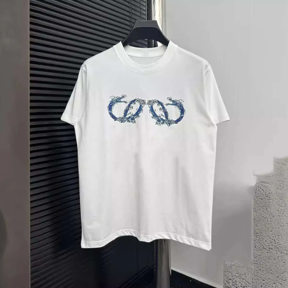 Lu Luo Family الإصدار الصحيح High Ss Summer Wave Print T Shirt مريح ومريح للجنسين