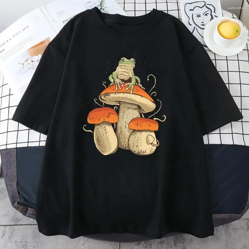 Men's T Shirts Cottagecore Aesthetic Mushroom Dark Academia Frog T-shirt Hip Hop Sports Eurocode Summer Top Wear