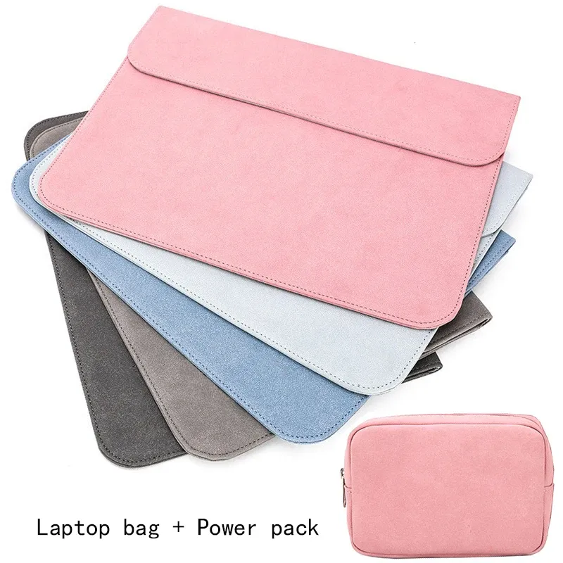 Fall Slim Soft Pu Bag för 13.3 14 15 16 I Notbook MacBook Pro 13 16 Fall A2159 A2141 Funna Cover för Xiaomi Mi 15.6 Väskor Power Pack