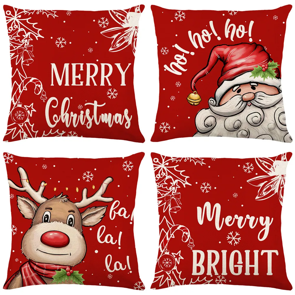 Cubiertas de almohadas de Navidad 18x18 de 4 decoraciones navideñas Decoración de vacaciones de invierno