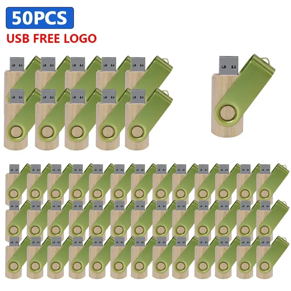 Drives 50pcs bamboo u disk Rotation USB Flash Drive 4GB 8GB 16GB Pen Drive 32GB 64GB High Speed Usb Stick Pendrive Free Custom LOGO