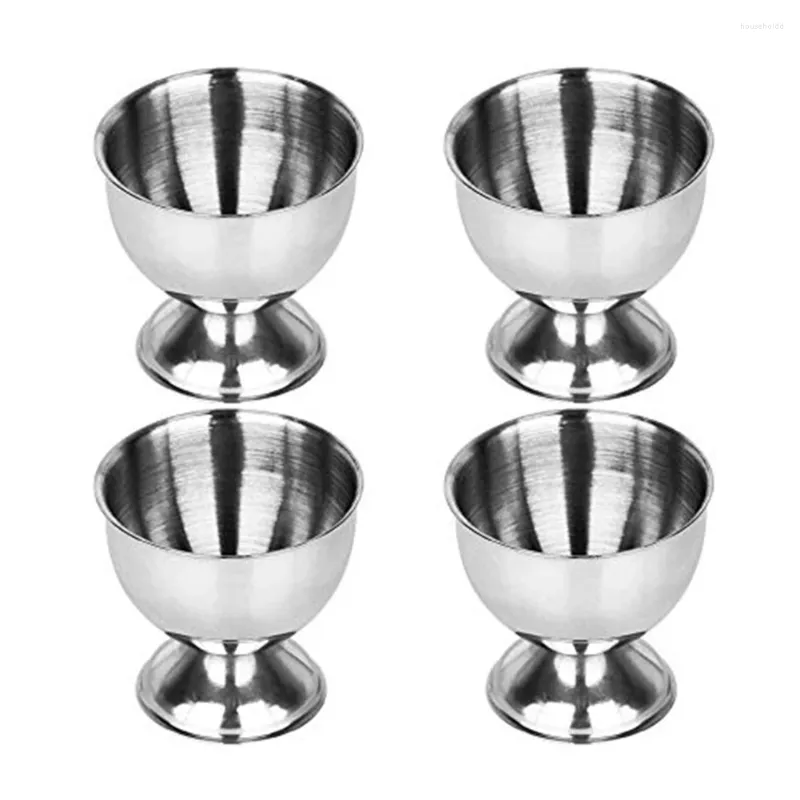 Storage Bottles 4Pcs Stainless Steel Spring Wire Tray Boiled Egg Holder Metal Cup Spiral Silver