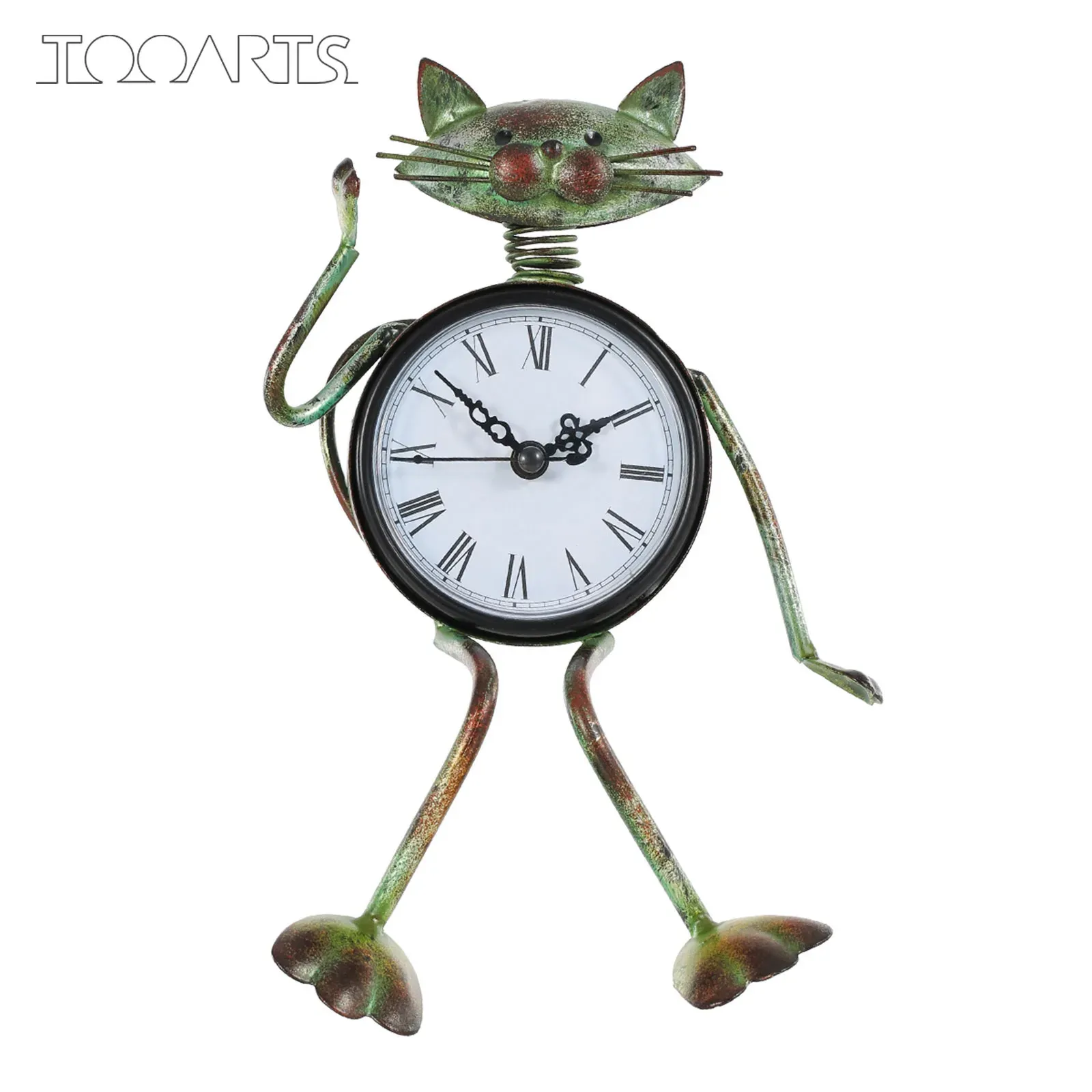 Часы Tooarts Europe Wall Clock 3D Retro Drustic Decorative Luxury Vintage Wall Clocks для подарочной железной кошки статуэтки столовые часы