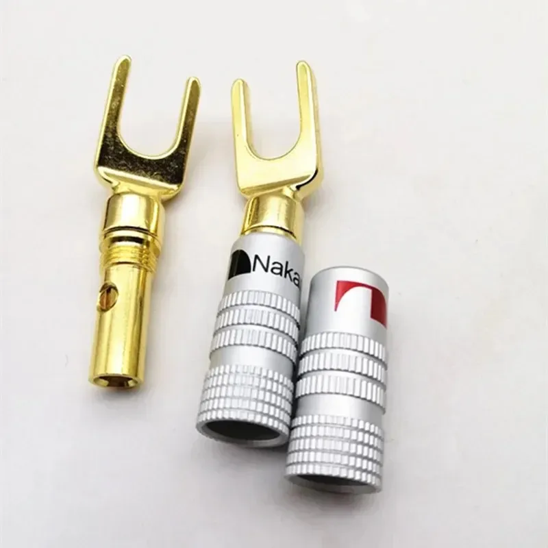 2024 Middle Fine Copper Gold-Plated Banana Head Banana Plug Horn Wire Y-Plug/U-Plug Speaker Cable Connectorfor durable speaker connectors