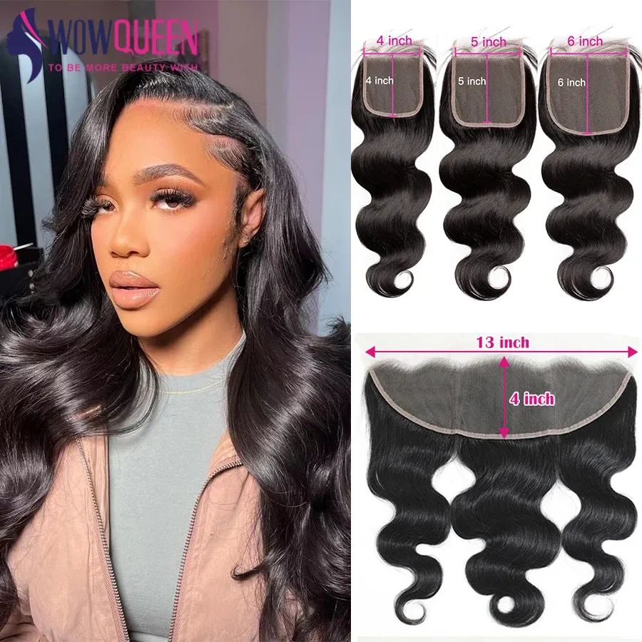 Wigs Brazilian Body Wave Closure Transparent 13x4 Lace Frontal 4x4 5x5 6x6 Swiss Lace Closure Remy Human Hair Closure 150 Density