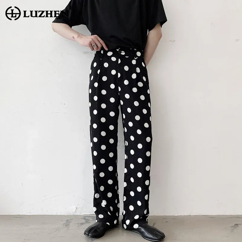 Pantalon pour hommes Luzhen Polka Dots imprimés Street High Quality Trendy Original 2024 Fashion Men Pantalon LZ2133