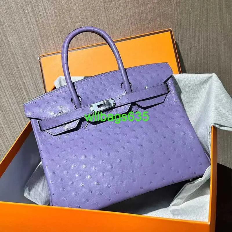 BK 2530 Handväskor Ostich Leather Totes Trusted Luxury Bags Lavender Purple Importerad Ostrich Skin Bk Platinum Bag 30cm Womens Handheld Full Wor Have Logo HB4BQM