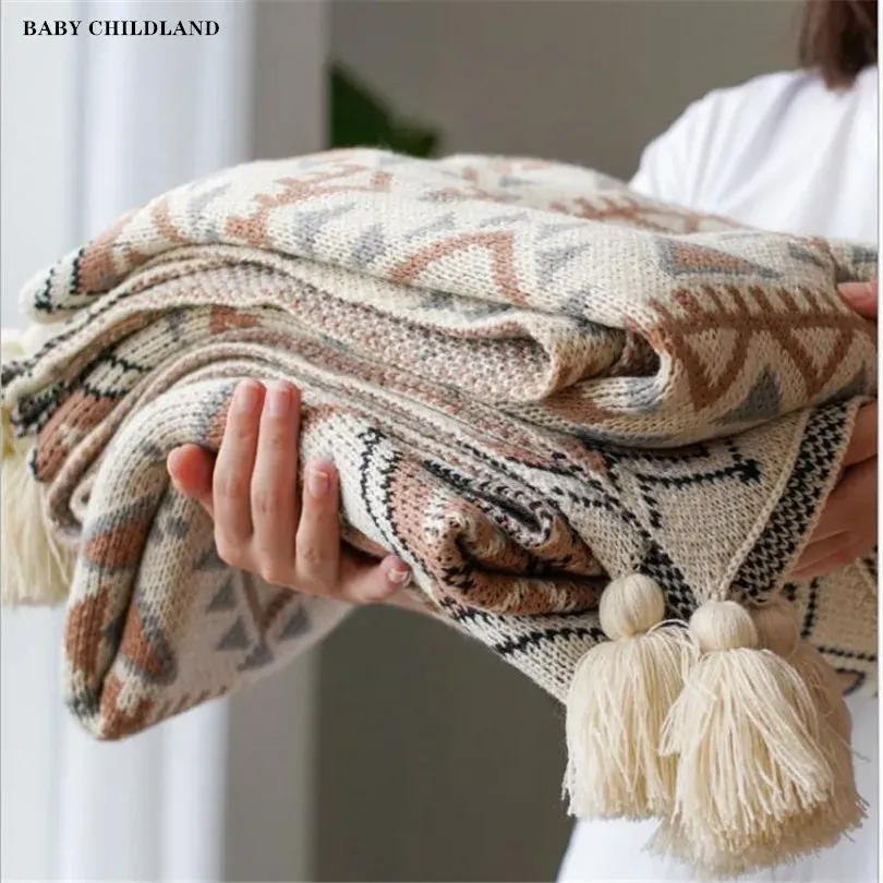 Set di coperte a maglia da 150 cm in lana morbida per lettiera morbida Crib per passeggiata coperta Sherpa trapunta coperta da viaggio divano di divani throw thread coperta