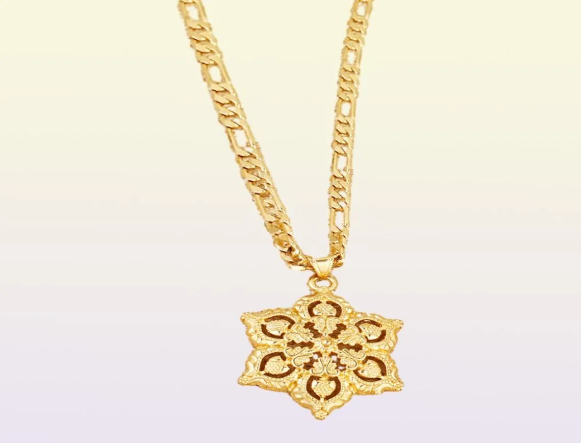 Collana a pendente etiopica Giolleria piena di gioielli in oro Colore in oro giallo Gioielli africani Fashion Women2497299