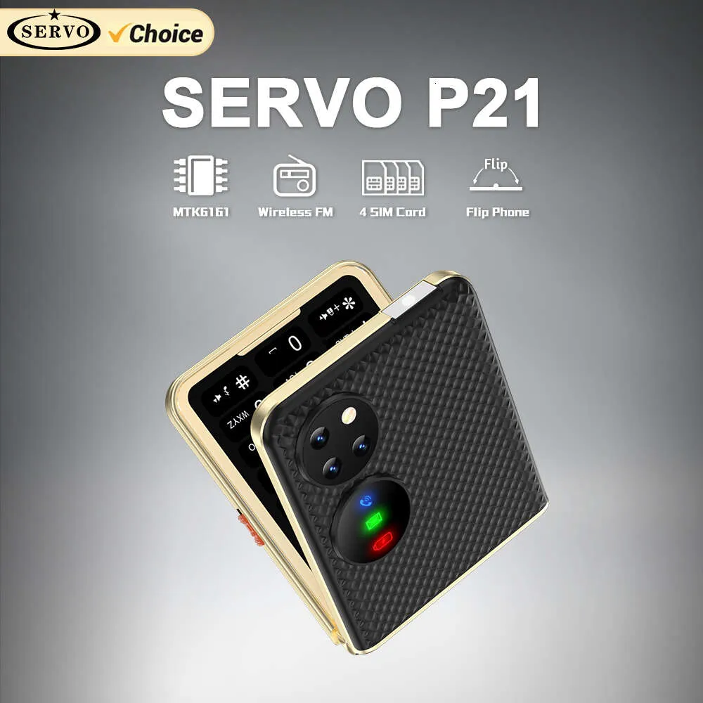 SERVO P21 4 SIM -kort vikmassan Mobiltelefon 2G Network Camera Magic Voice Blacklist Torch MP4 Speed ​​Dial Auto Call Record Classic FM