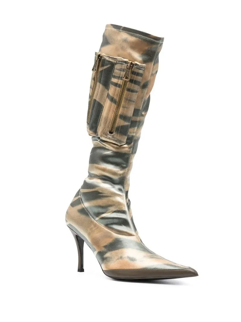 Martin deri 2024 patik bayan stiletto yüksek topuklu uzun bot botları kadınlar yarım patik yağma ayak parmakları sivri streç saten düğün ayakkabıları cepleri fermuar zip boyutu