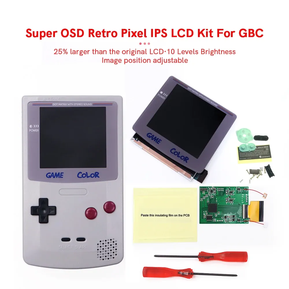 Pudełka GBC v5 OSD Retro Pixel IPS LCD 2.0 Laminowany ekran Wysokie Lekkie Zestawy podświetlenia z Kolor Gameboy Precut