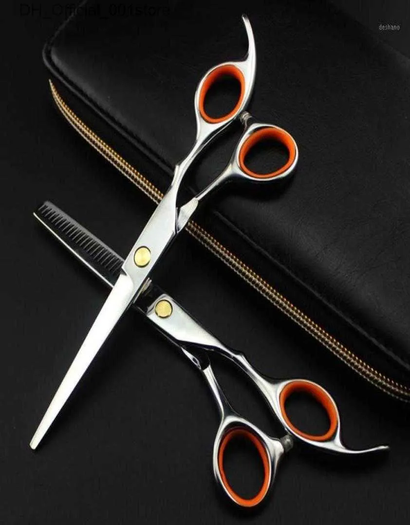 Hår sax Professional Japan 440C 6 tum hår sax Set Cutting Barber Makas Haircut Scissor Thinning Shears Hairdressing Scissors13124626 Q240425