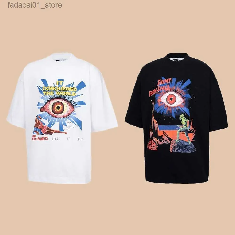 メンズTシャツカエルドリフトハウスオブエラーストリートウェアヒップホップファッショングラフィックプリントビンテージ服緩んだ特大のTシャツTOPS TEE