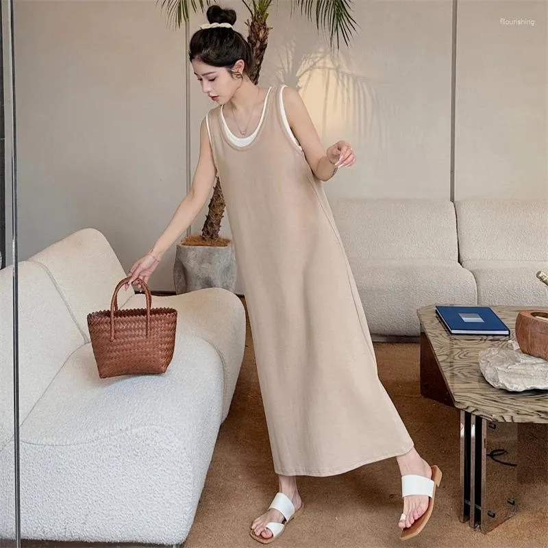 Women Plus Size Sleeveless Dress Loose Fit Solid Color Casual Midi Dresses I.170274492
