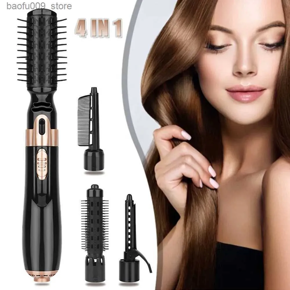 Curling Irons Brush à air chaud avec 4 séchoirs de cheveux remplaçables étape par étape séchoirs de cheveux puissants listings électriques outils de style curler Q240425