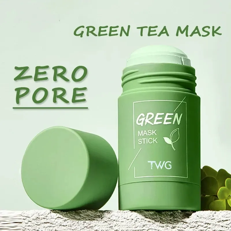 Dispositifs 40g Nettoyant Masque de barre de thé vert Nettoyage Masque de boue Masque Contrôle de l'huile anti acné aubergine