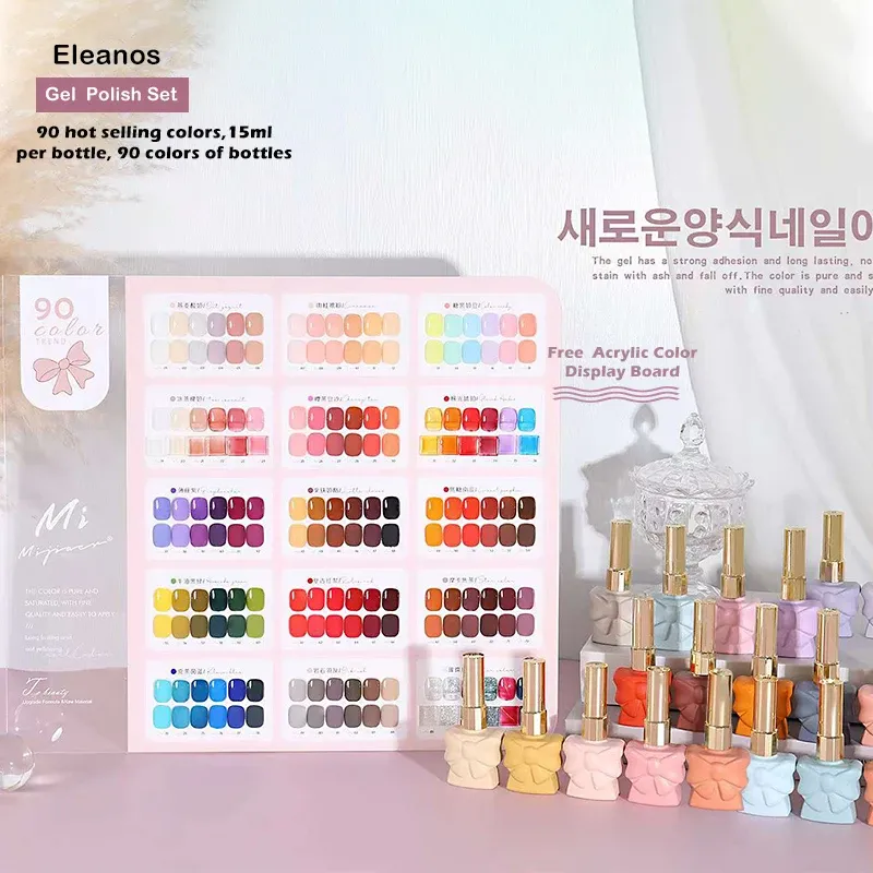 Kits Eleanos 90pcs Gel Polhness Gel Color de inverno para Manicure Salon Salon Soakoff UV LED Varnish Conjunto de 15ml