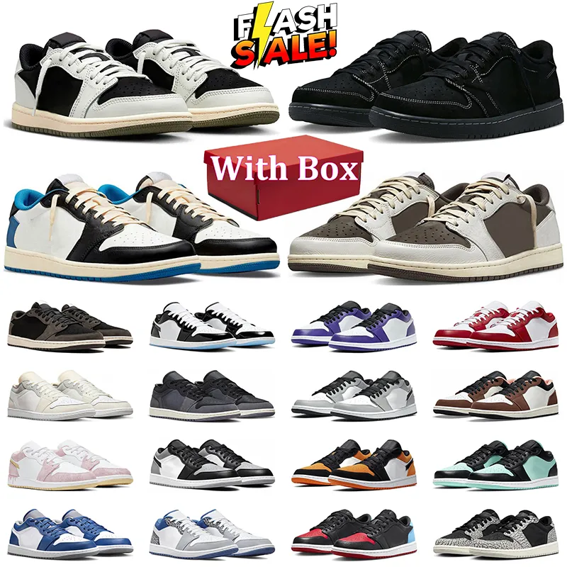 Schwarzes Phantom 1 Low Basketball Schuhe Männer Frauen mit Kasten 1s Tiefs Olive Mokka gezüchtet Zehen Mystiker Green Wolf Grey Herren Trainer