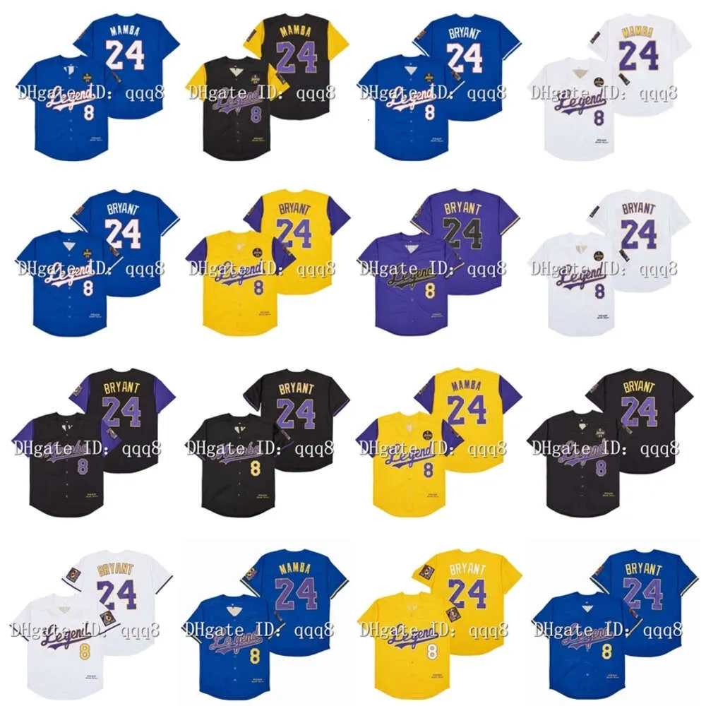 Kob Top Quality 1 2021 Mens 8 24 Mamba Bryant Jersey Legend Bryant Jersey Split Fashion Yellow Blanc Blue Black Baseball Baseball Jersey